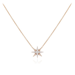 0.30 TCW Round Moissanite Diamond Star Pendant Necklace in Solid Gold