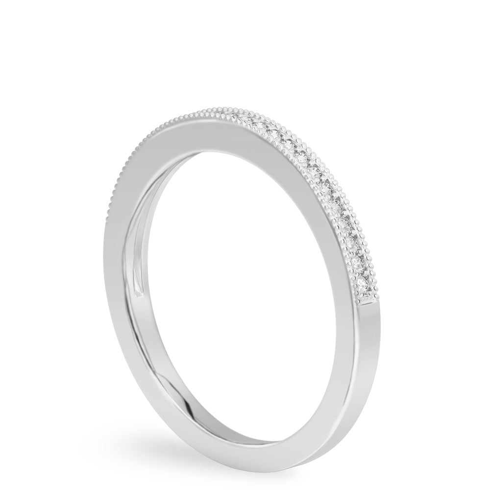 Stunning 0.30 CT Round Moissanite Stones Milgrain Wedding Band 2