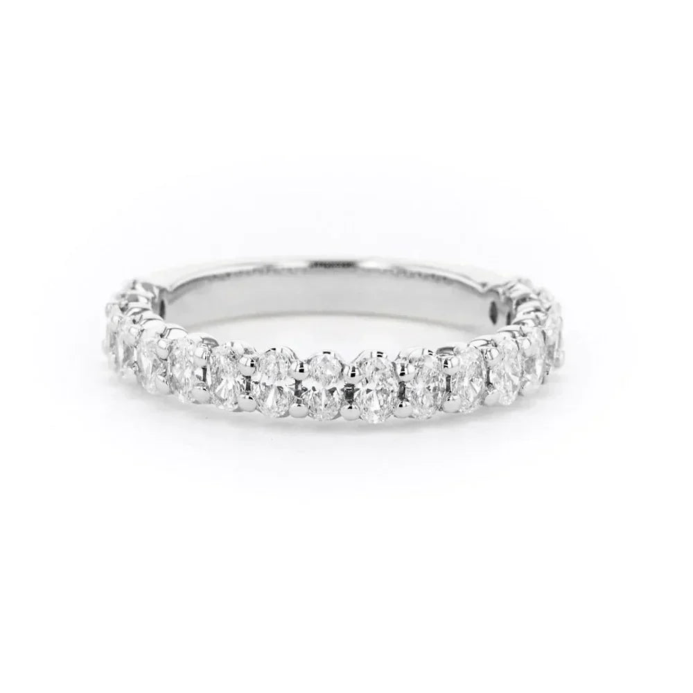 Stunning 0.50 CT Oval Moissanite Stones Half Eternity Wedding Band 1