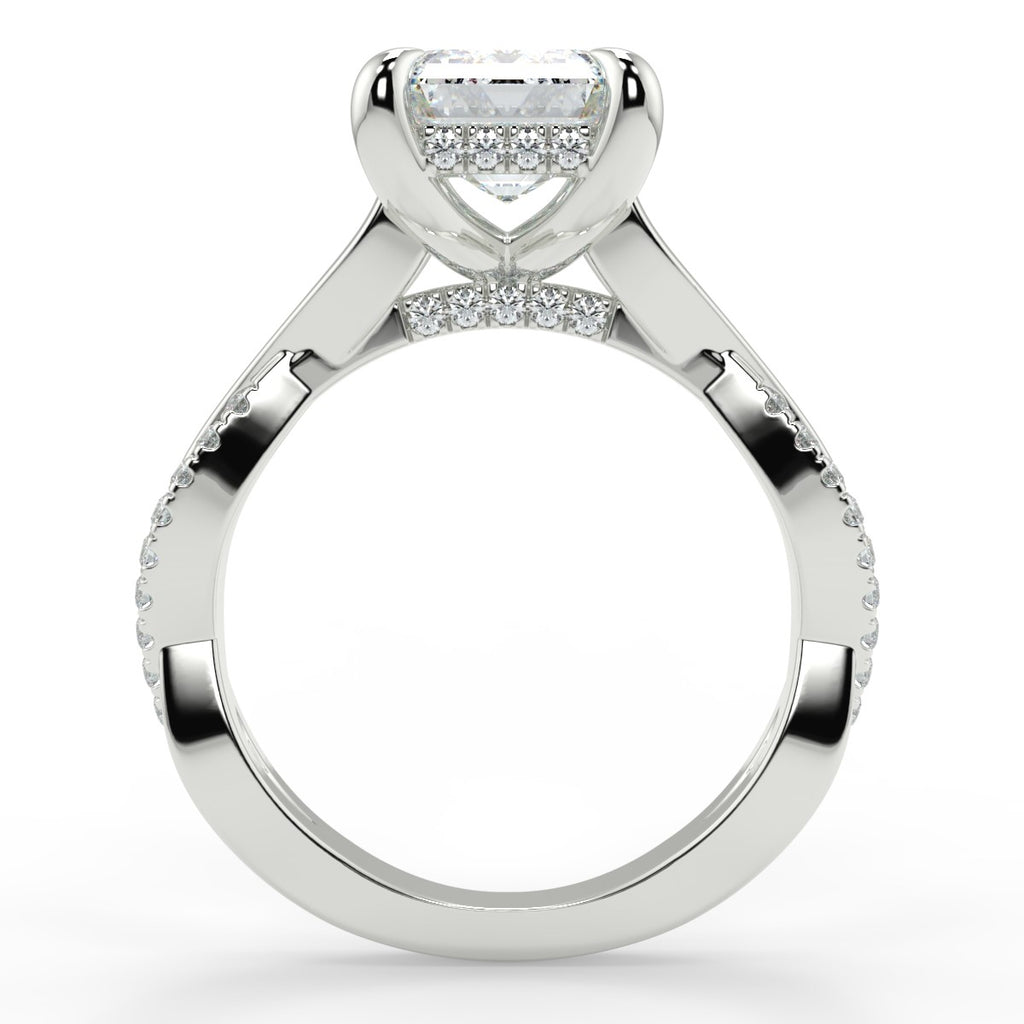 Stunning 2.53 CT Emerald Moissanite Engagement Ring with Twisted Pave Design 7