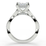 Stunning 2.53 CT Emerald Moissanite Engagement Ring with Twisted Pave Design 7