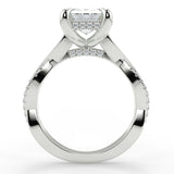 Stunning 2.53 CT Emerald Moissanite Engagement Ring with Twisted Pave Design 7