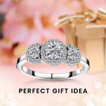 Round Cut Halo Three Stone Style Cubic Zirconia in 925 Sterling Silver Ring 4