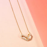 0.30 CT Round Moissanite Diamond Linked Up Pendant Necklace in Solid Gold 7