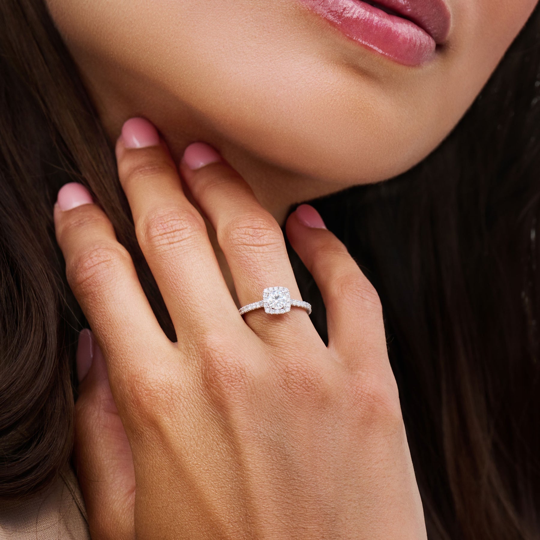 Stunning 0.4 TCW Cushion Moissanite Stones Halo and Pave Wedding Band 6
