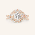 Stunning 1.0 CT Round Moissanite Engagement Ring with Double Halo Design 3