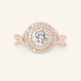Stunning 1.0 CT Round Moissanite Engagement Ring with Double Halo Design 3