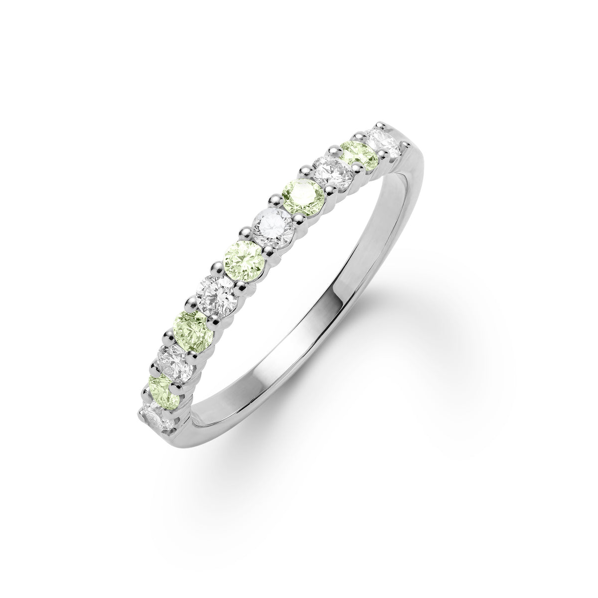0.33 TCW Round Peridot Lab Made Diamond- August Birthstone Wedding Band 7