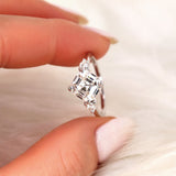 Stunning 2.20 CT Asscher Moissanite Engagement Ring with Three Stone Design 4