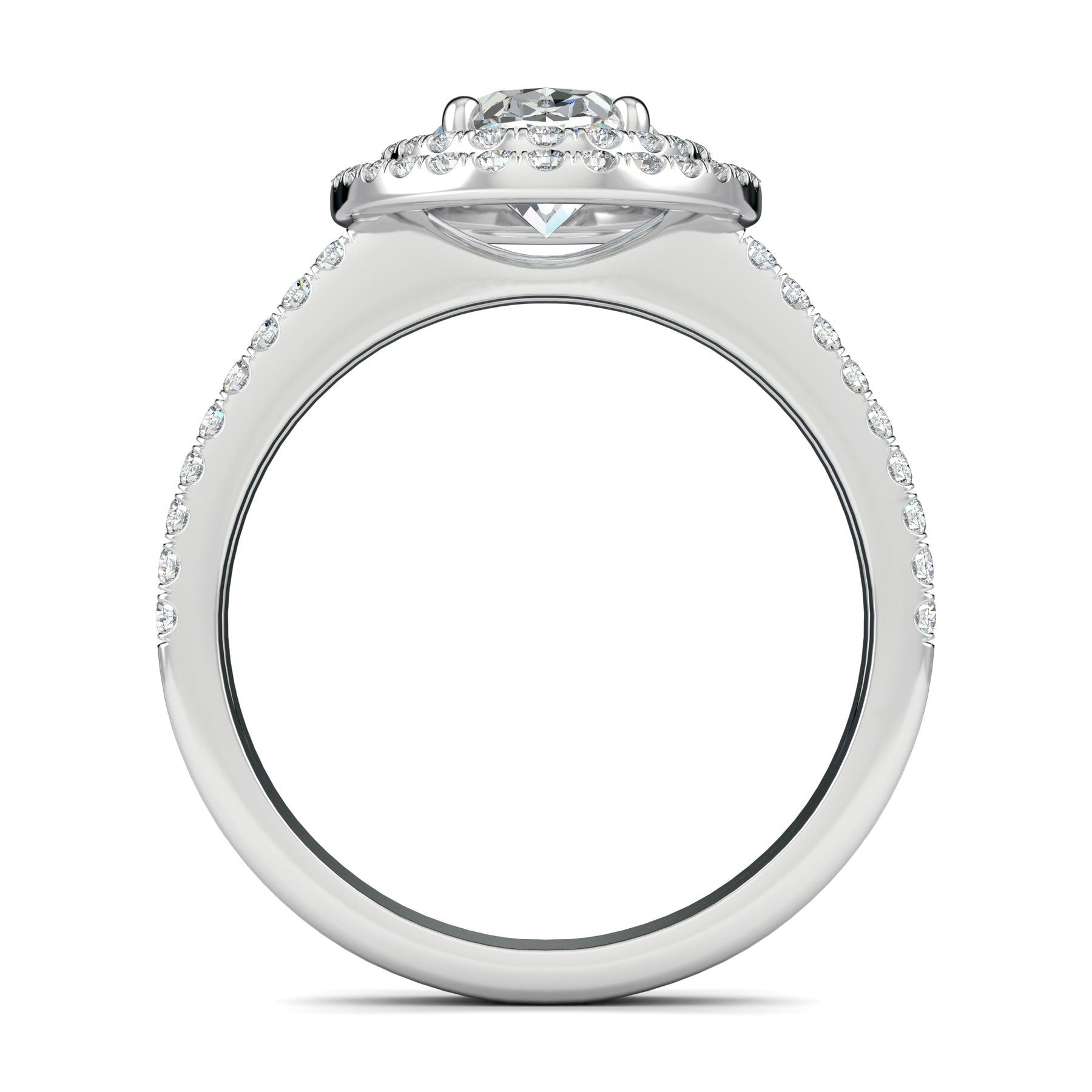 Stunning 0.5 CT Oval Moissanite Stones Engagement Ring In Double Halo & Pave Design 3