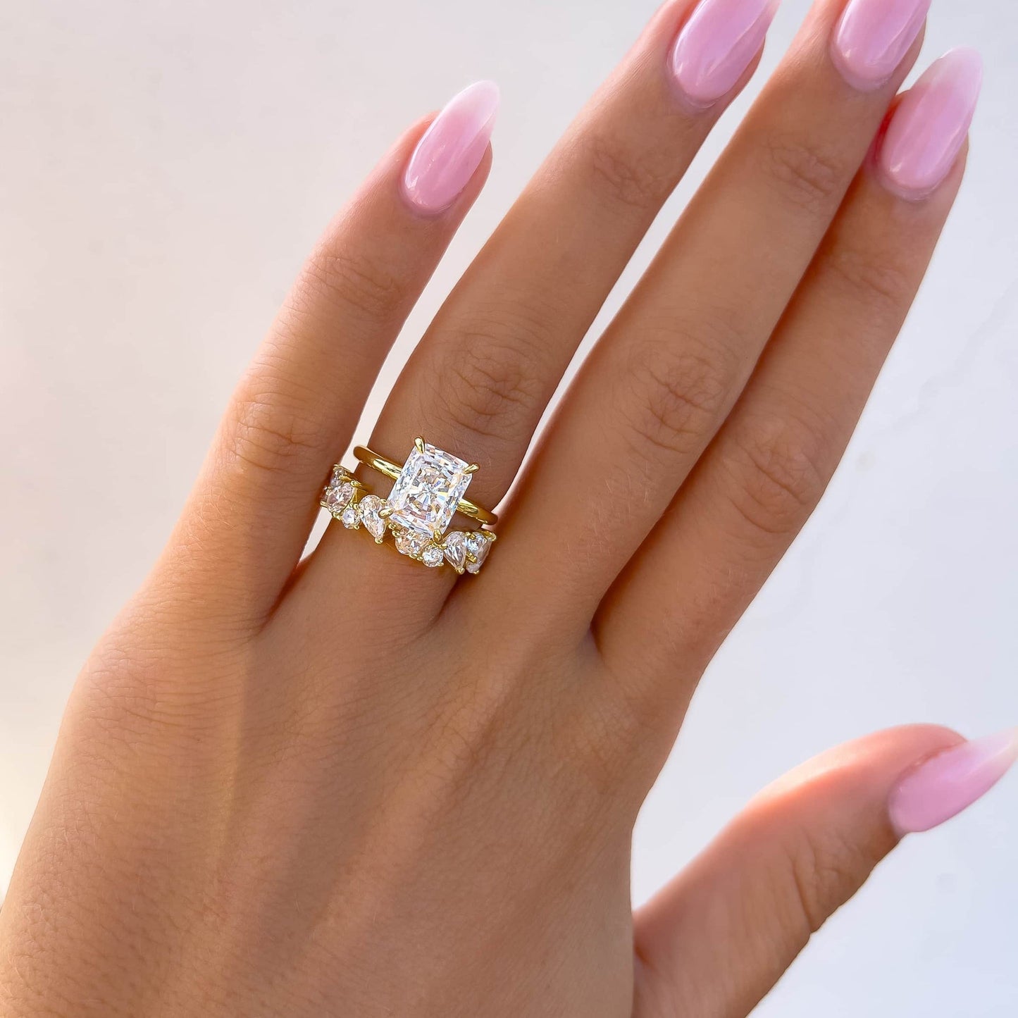 Stunning 3.0 CT Radiant Moissanite Engagement Ring in Hidden Halo Design 9