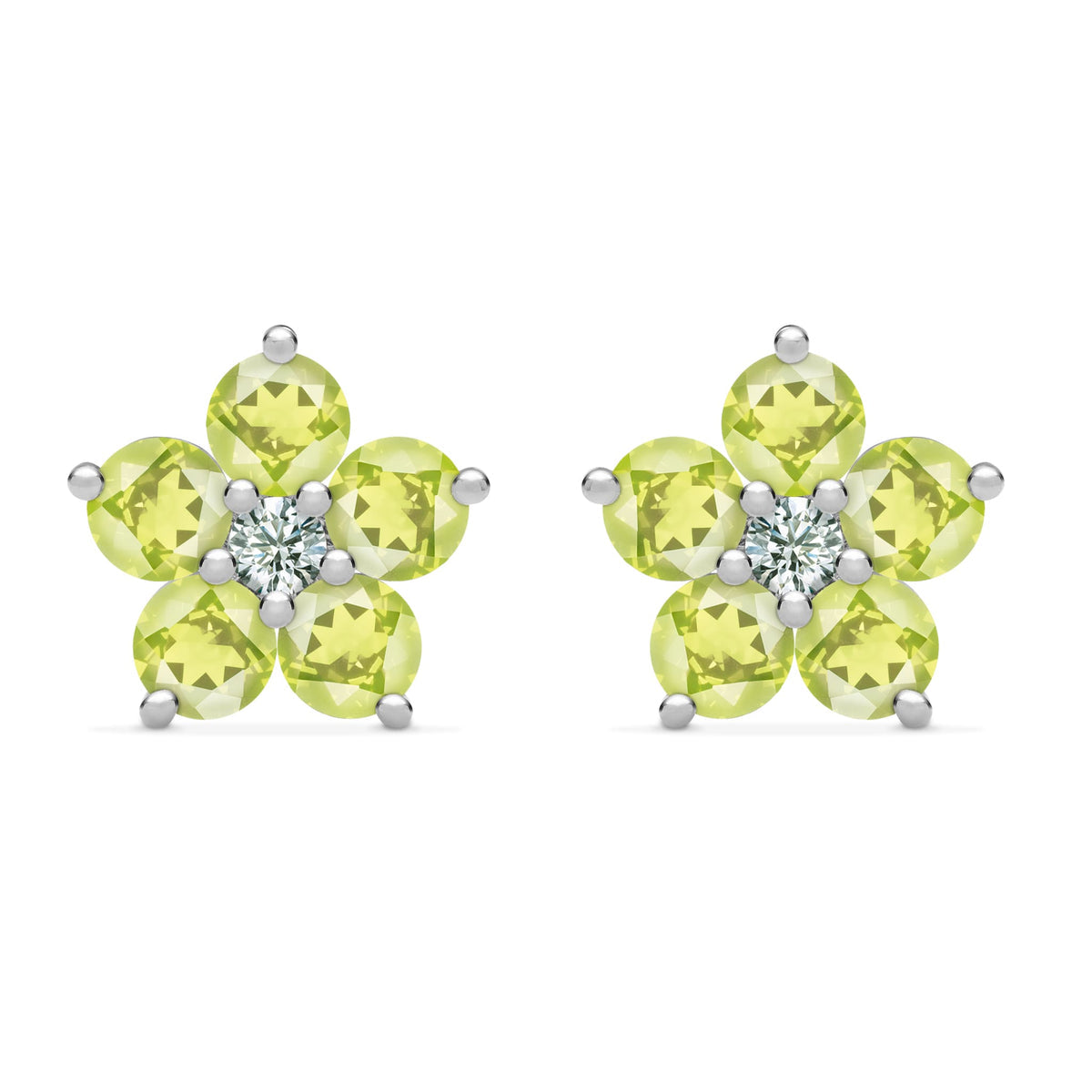 0.08 CT Round Peridot Lab Made Diamond- August Birthstone Studs 5
