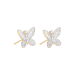 2.0 TCW Round & Baguette Cut Moissanite Butterfly Stud Earrings in Gold 11