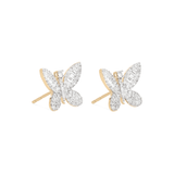 2.0 TCW Round & Baguette Cut Moissanite Butterfly Stud Earrings in Gold 11