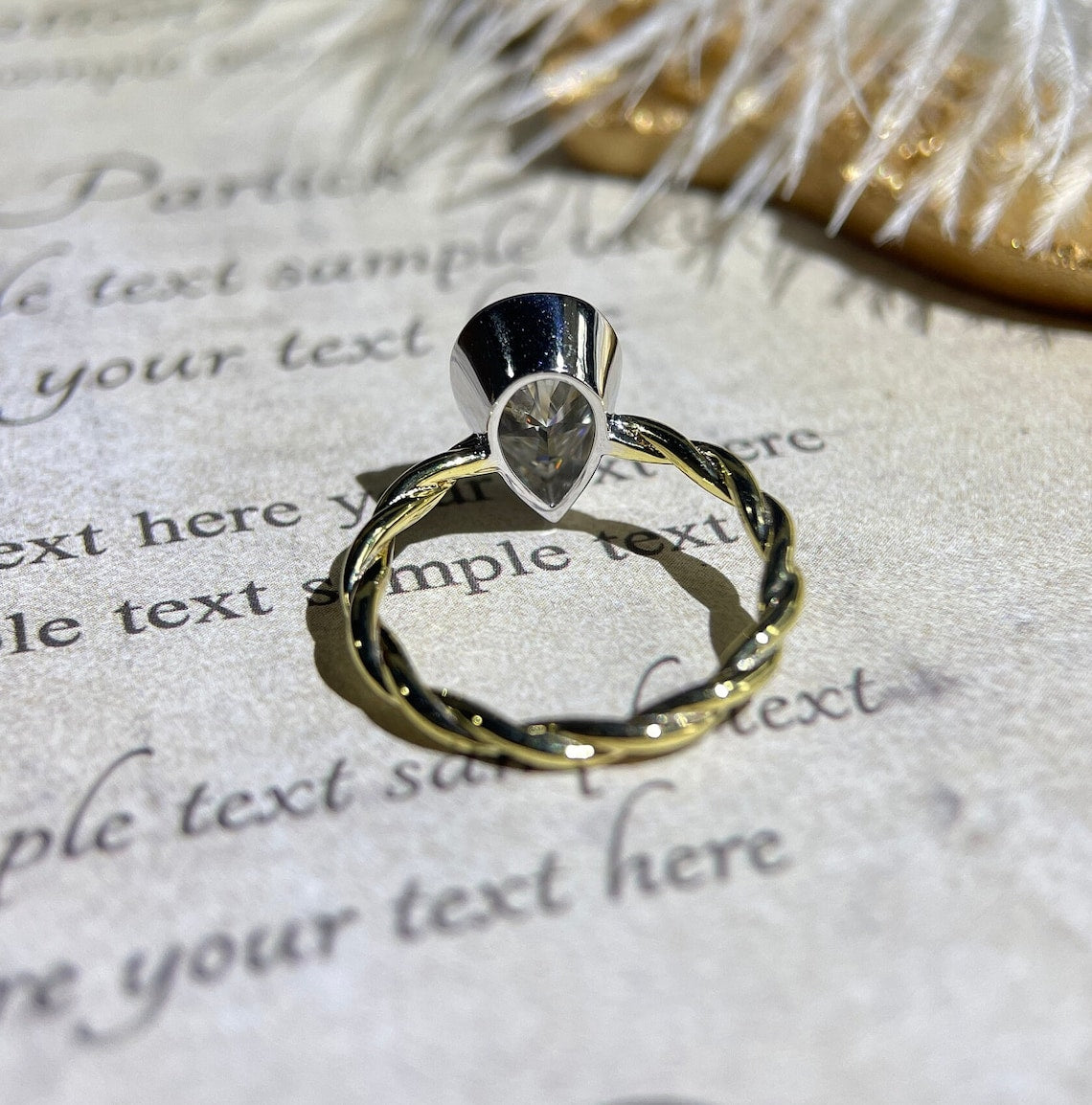 Stunning 3.0 CT Pear Moissanite Engagement Ring with Bezel Design 10