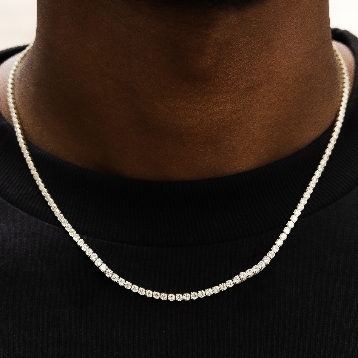 32 CT Round Moissanite Diamond Micro Tennis Silver Necklace For Him 3