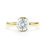Stunning 2.0 CT Round Moissanite Engagement Ring with Half Bezel Design 1