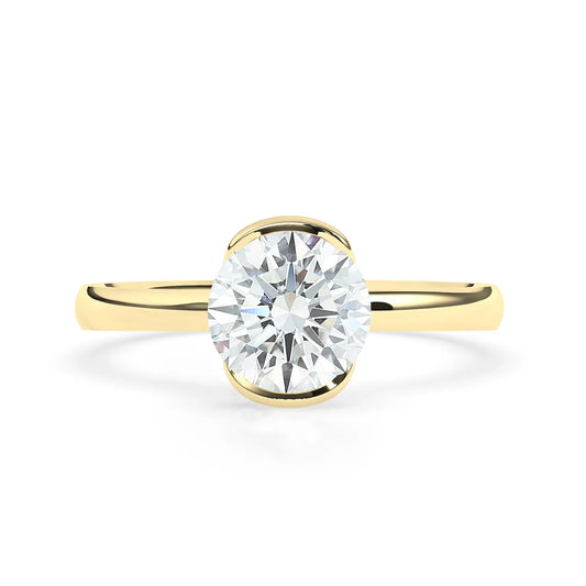 Stunning 2.0 CT Round Moissanite Engagement Ring with Half Bezel Design 1
