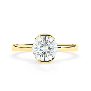 Stunning 2.0 CT Round Moissanite Engagement Ring with Half Bezel Design