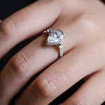 Stunning 1.0 - 2.0 CT Pear Moissanite Engagement Ring with Pave & Halo Design 4