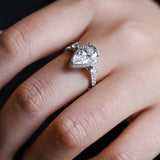 Stunning 1.0 - 2.0 CT Pear Moissanite Engagement Ring with Pave & Halo Design 4