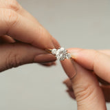 Stunning 1 CT Oval Moissanite Engagement Ring With Three Stone Design 5