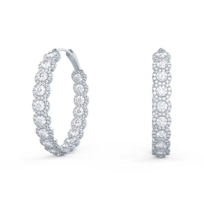 1.50 TCW Round Cut Moissanite Prong Set Inside Out Hoops Earrings in Gold