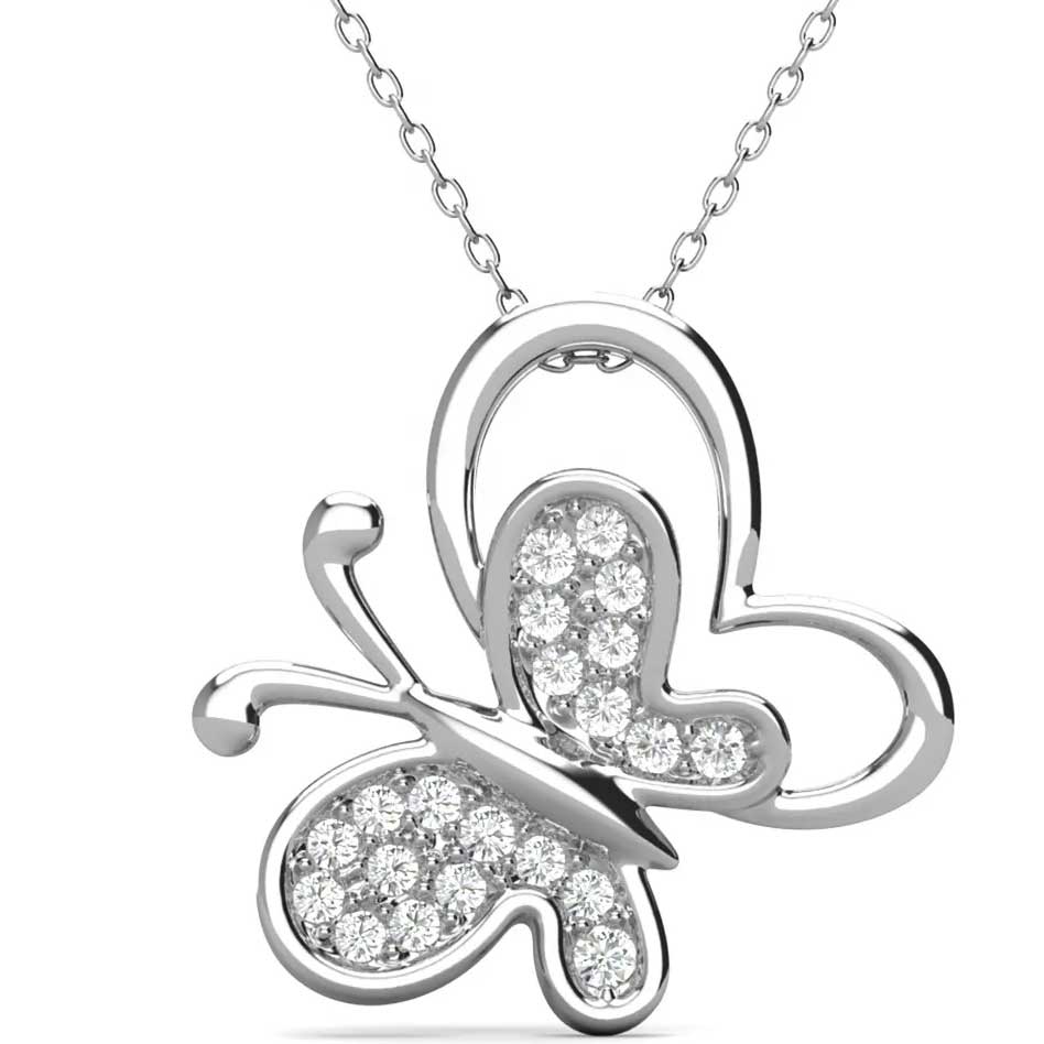 Round Cut Cubic Zirconia in 925 Sterling Silver Necklace 1
