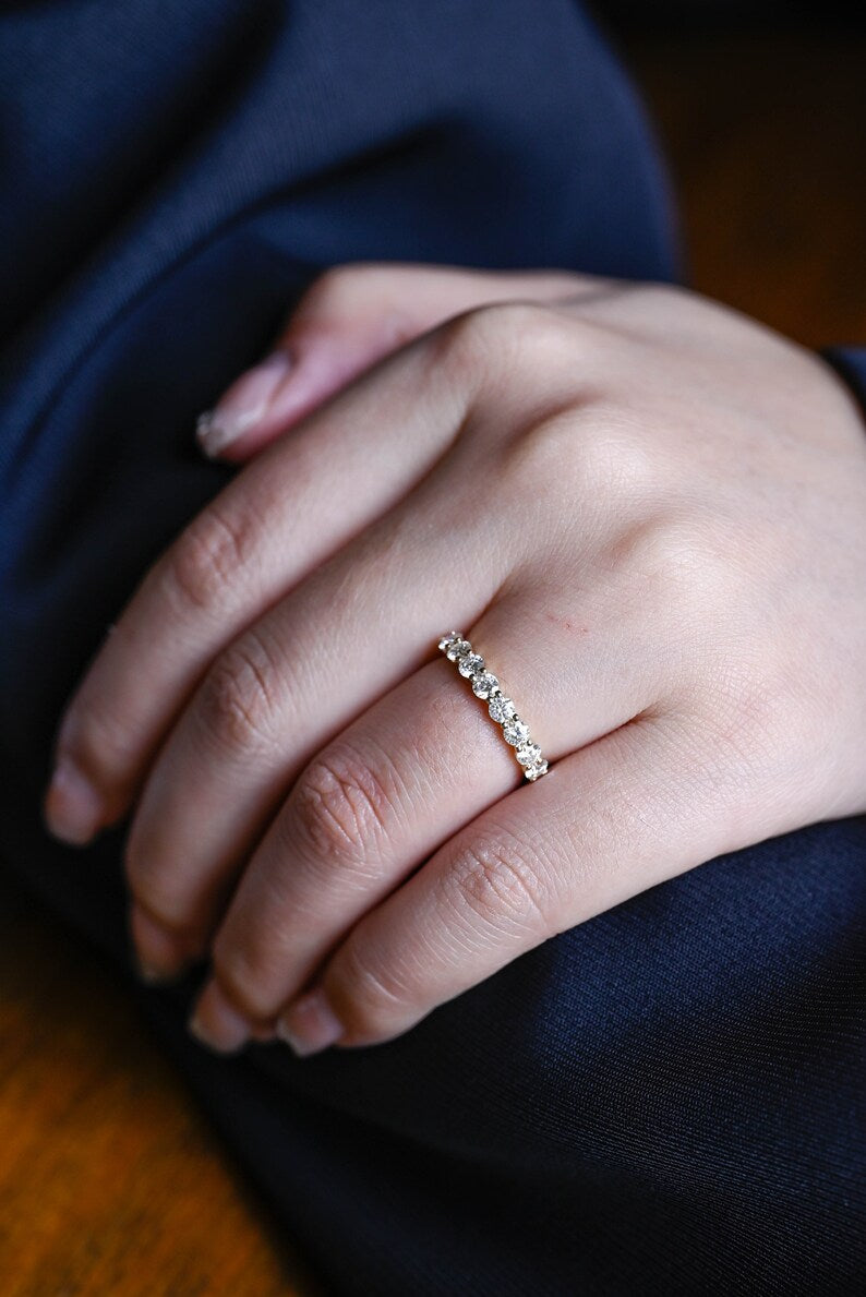 Stunning 0.3 TCW Round Moissanite Stones Half Eternity Wedding Band 4