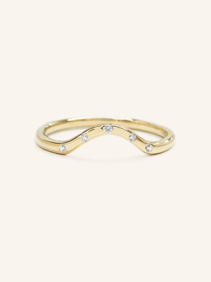 Stunning 0.1  TCW Round Moissanite Stones Curved Wedding Bands 1