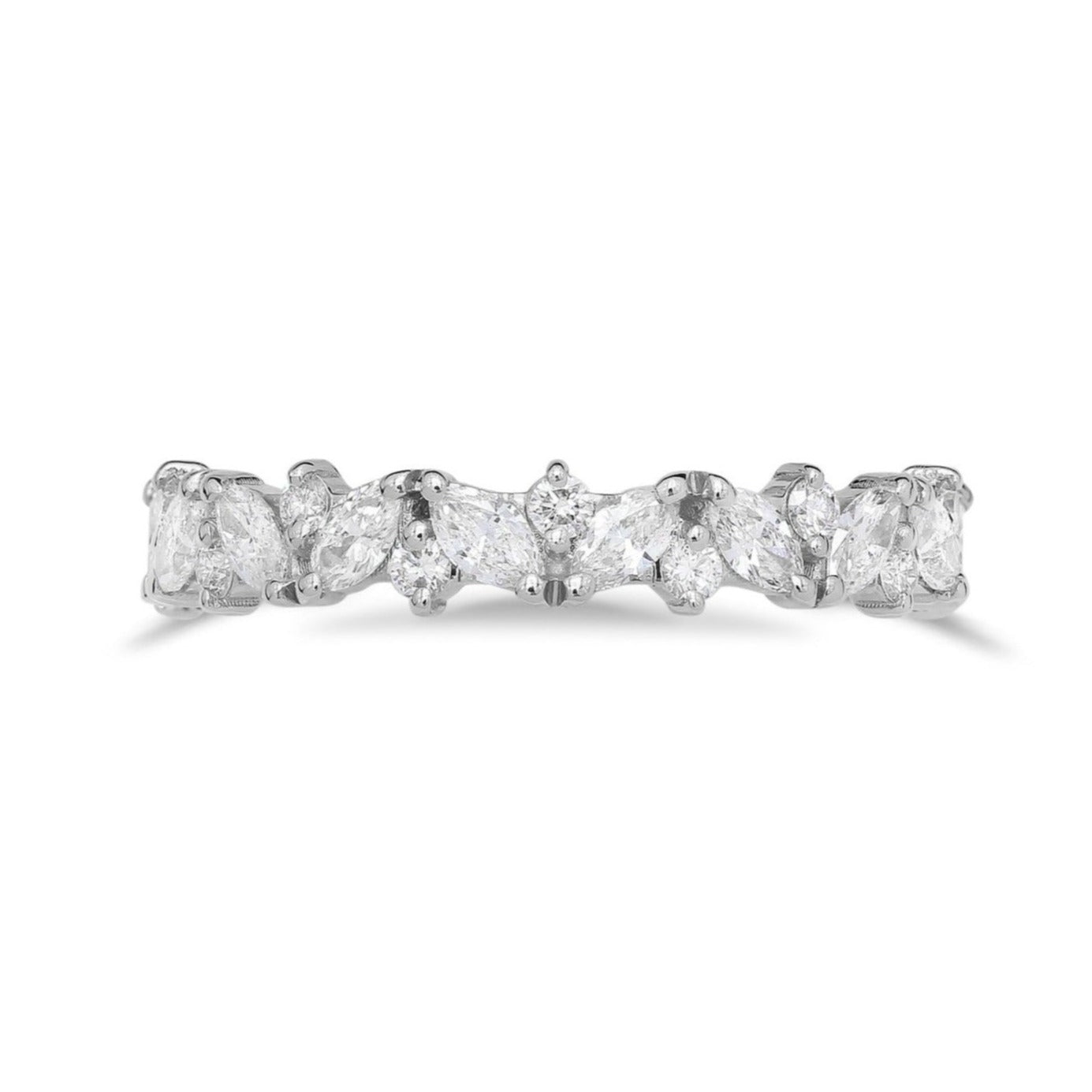 Stunning 0.3 TCW Marquise & Round Moissanite Stones Half Eternity Wedding Band 1