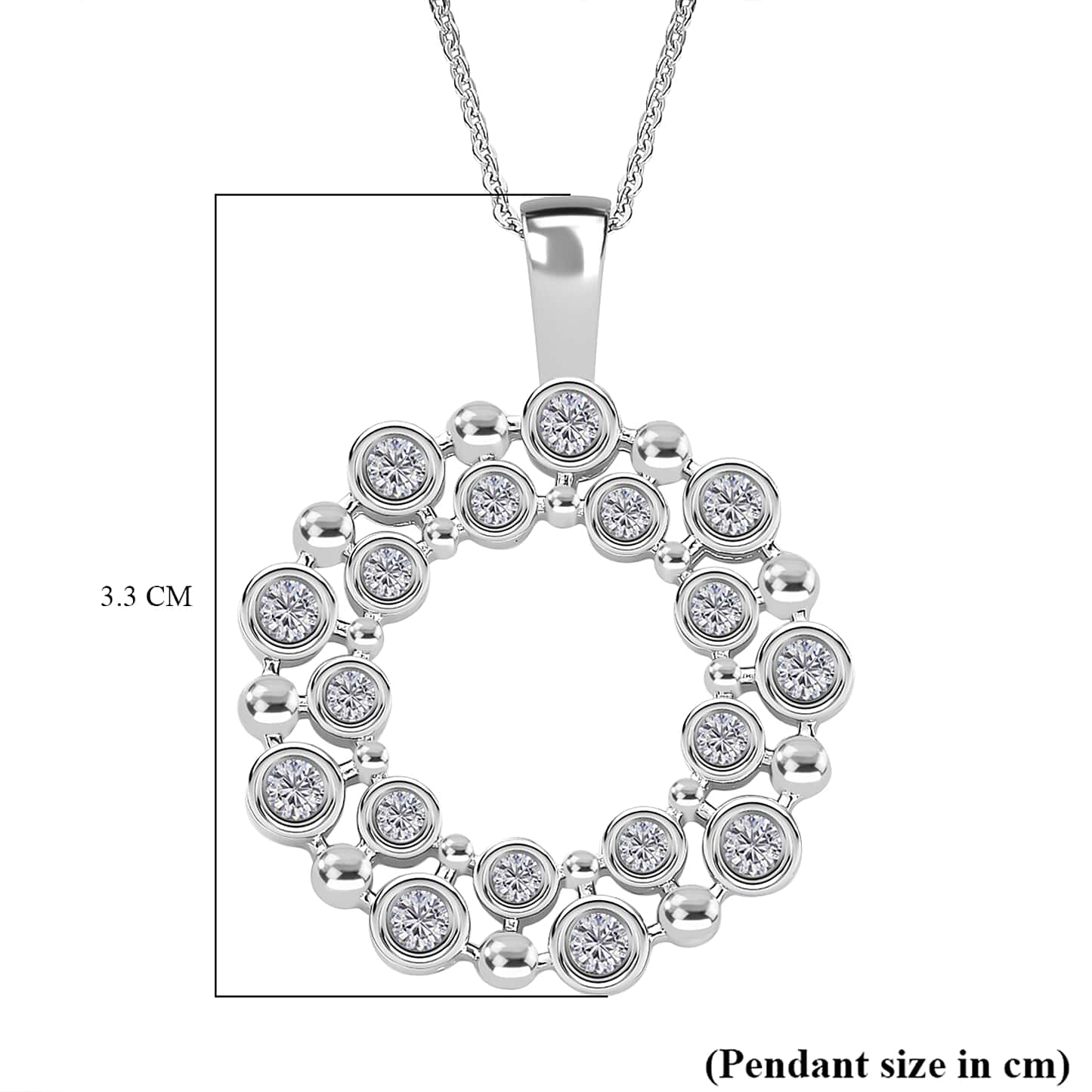 Round Cut Cubic Zirconia in 925 Sterling Silver Necklace 7