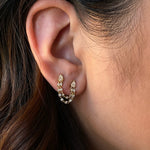0.50 TCW Pear & Round Cut Moissanite Double Piercing Earrings in Gold 2