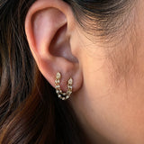 0.50 TCW Pear & Round Cut Moissanite Double Piercing Earrings in Gold 2