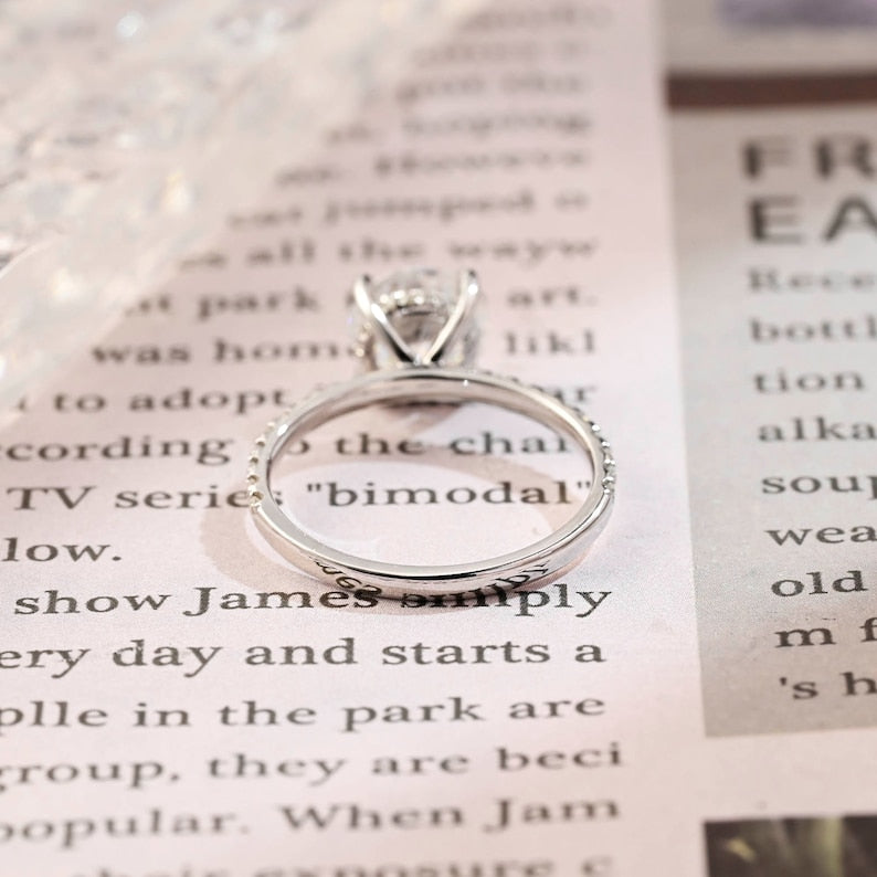 Stunning 1.0 CT Round Moissanite Engagement Ring with Hidden Halo Design 9