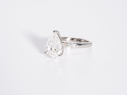 Stunning 3.0 CT Pear Cut Moissanite Engagement Ring with Pave Design 2