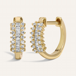 0.50 TCW Round & Baguette Cut Moissanite Hoops Earrings in Gold 1