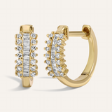 0.50 TCW Round & Baguette Cut Moissanite Hoops Earrings in Gold 1
