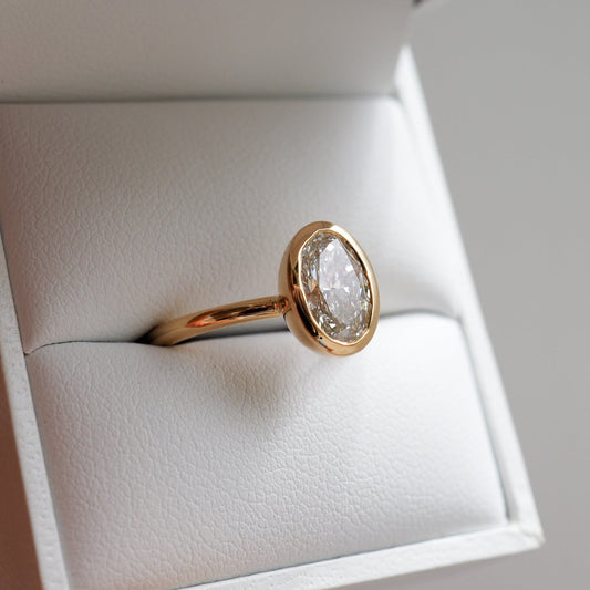 Stunning 1.5 CT Oval Moissanite Engagement Ring with Bezel Design 2