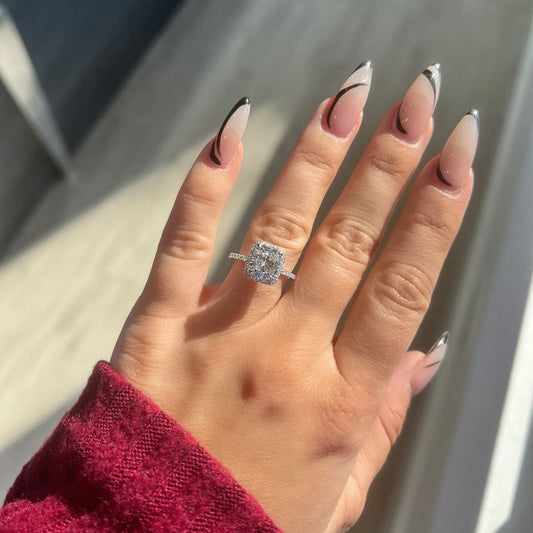 Stunning 2.0 CT Cushion Moissanite Engagement Ring with Halo & Pave Design 1