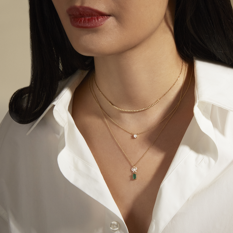 0.20 CT Round Shape Moissanite Diamond Solitaire Necklace in Solid Gold 5