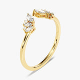 Stunning 0.30 CT Round & Marquise Moissanite Stones Open Wedding Band 2
