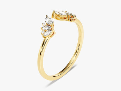 Stunning 0.30 CT Round & Marquise Moissanite Stones Open Wedding Band 2