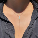 0.50 CT Round Moissanite Diamond Lariat Necklace in Solid Gold 4