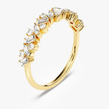 Stunning 0.40 TCW Round, Baguette & Marquise Moissanite Stones Cluster Wedding Bands 2