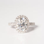Stunning 2.0 CT Oval Moissanite Engagement Ring with Halo & Pave Design 1