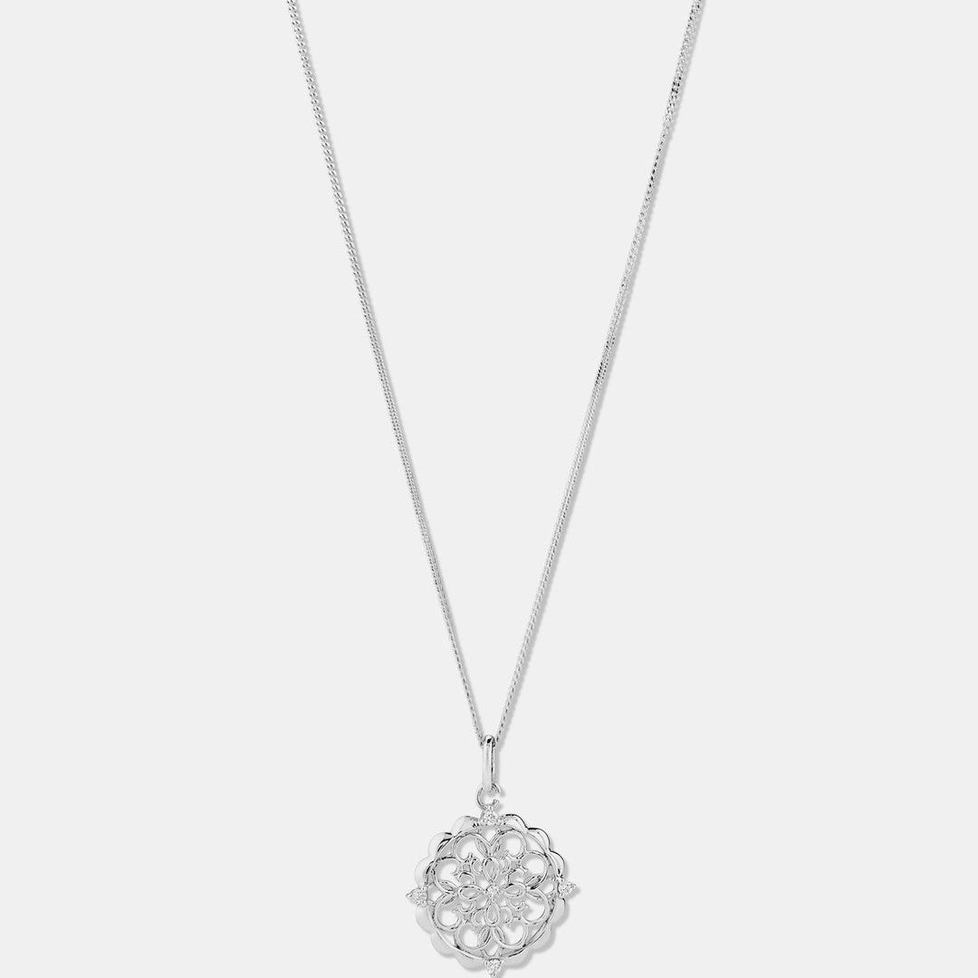 Round Cut Cubic Zirconia in 925 Sterling Silver Necklace 1
