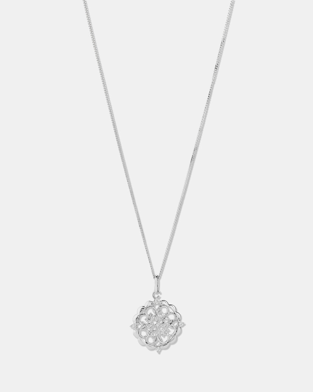 Round Cut Cubic Zirconia in 925 Sterling Silver Necklace 1