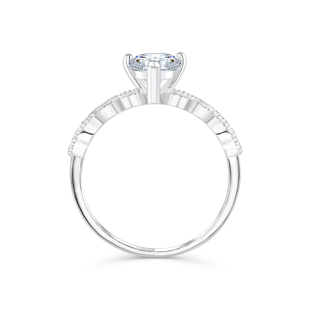 Stunning 1.5 CT Pear Moissanite Engagement Ring Pave Design 3