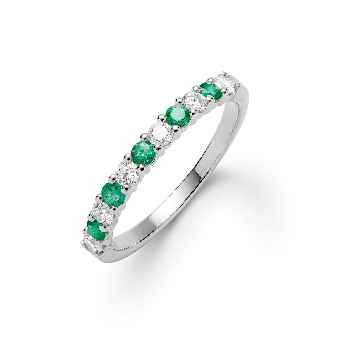0.33 TCW Round Emerald Lab Made Diamond-May Birthstone Wedding Band 7
